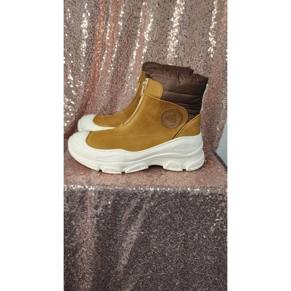NWT Pajar Women'sWaterproof Tan‎ Suede Winter Boots Zipper Chunky Sole